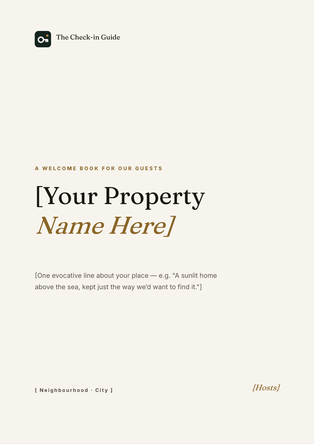 Welcome book template cover page