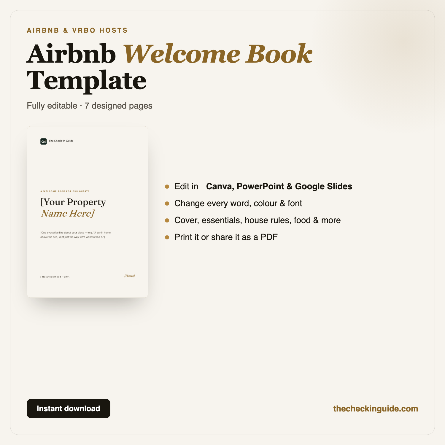 Airbnb welcome book template preview