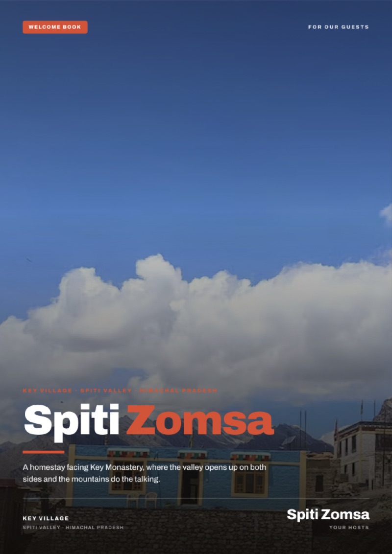 Spiti Zomsa welcome book cover